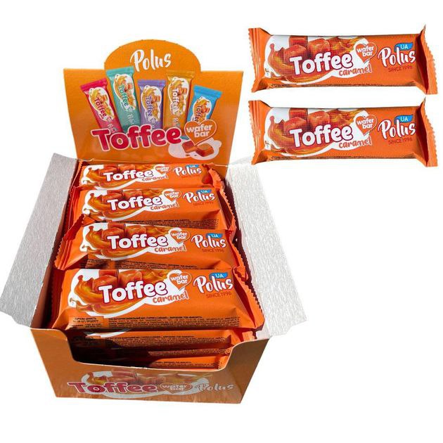 Батончик вафельний POLUS Toffee & Caramel 30г (ящик 49 шт)